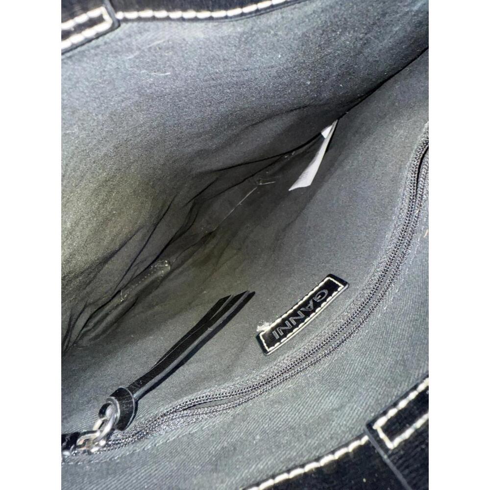 GANNI Navy Patent Banner Medium Tote with Leather Crack and Stain - Picture 11 of 11